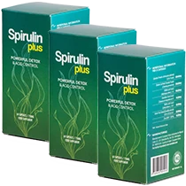 Pacchetto standard di Spirulin Plus con 3 bottiglie per 3 mesi di trattamento