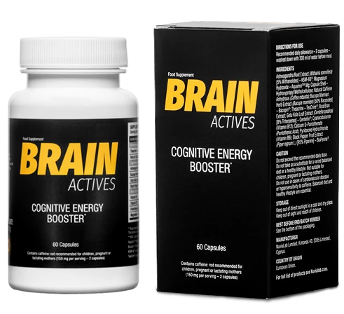 Confezione di Brain Actives per il supporto cognitivo