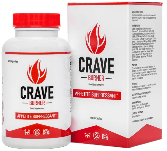 Confezione di Crave Burner, integratore soppressore dell'appetito