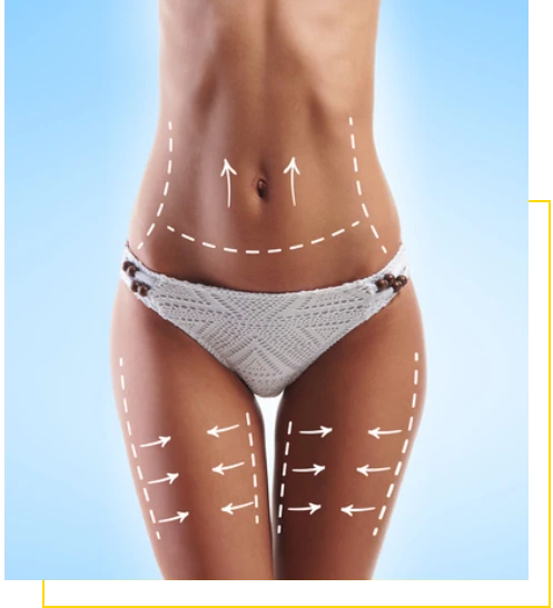 Rappresentazione visiva dei benefici e dell'efficacia del prodotto sul corpo