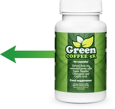 Donna felice che mostra il prodotto Green Coffee 5K