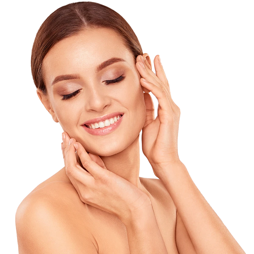 Immagine di una donna con una pelle del viso visibilmente migliorata